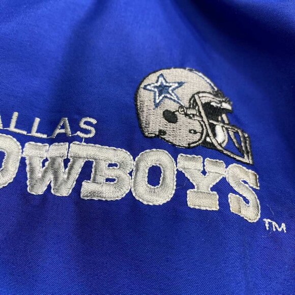 Dallas Cowboys Starter Parka Coat Medium NFL Football‎ Hood Spellout Zip Blue - Picture 7 of 12